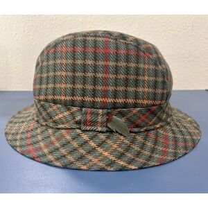 Avoca Handweavers Vintage Tweed Tartan Plaid Bucket Hat Sz M 100%‎ Pure New Wool